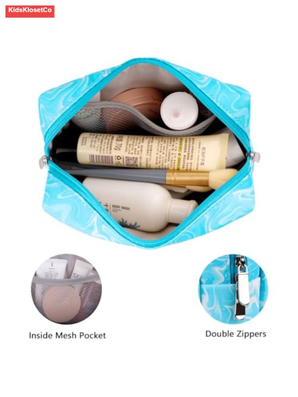 Waterproof Makeup Bag for Teens Girls Travel Cosmetic Pouch Zipper Leather - Picture 4 of 5